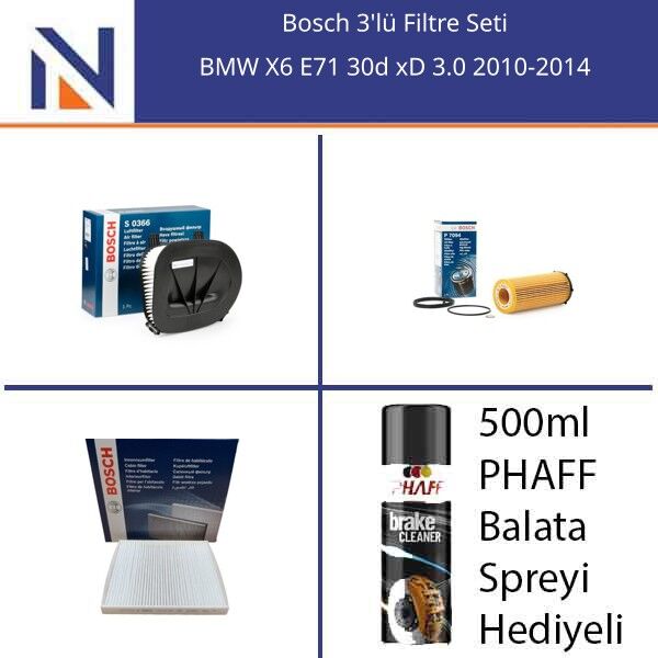 BMW X6 E71 30d xD 3.0 2010-2014 Bosch 3'lü Filtre Seti