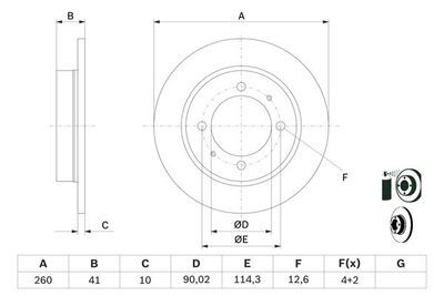 Volvo S40 1.6 1997-2004 Bosch Arka Disk 260mm 2 Adet (B4164S-B4164S2)