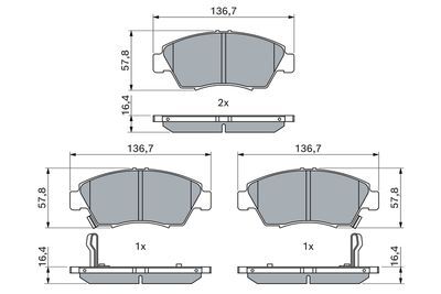 Honda Civic 1.4 1995-1998 Bosch Ön Balata 21694 NETPAR1759 (D14A4)