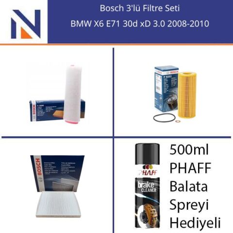 BMW X6 E71 30d xD 3.0 2008-2010 Bosch 3'lü Filtre Seti