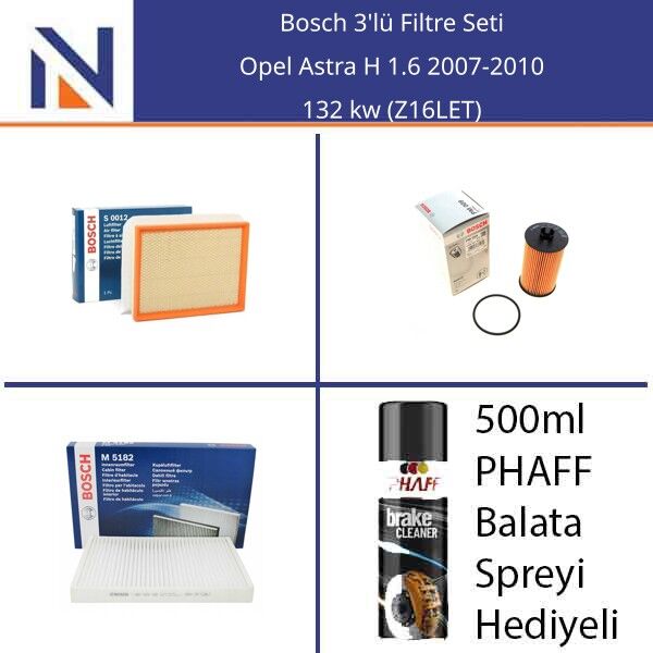Opel Astra H 1.6 2007-2010 Bosch 3'lü Filtre Seti