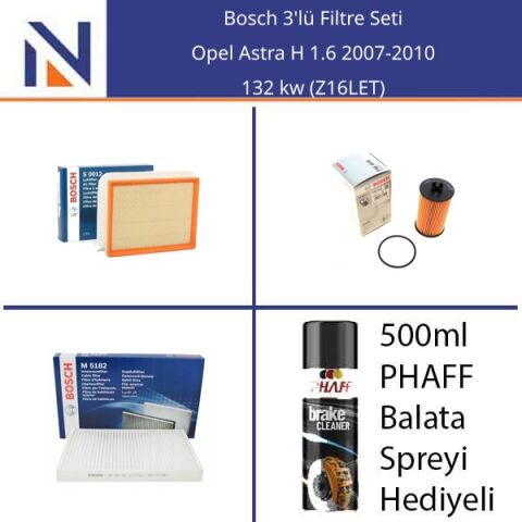 Opel Astra H 1.6 2007-2010 Bosch 3'lü Filtre Seti