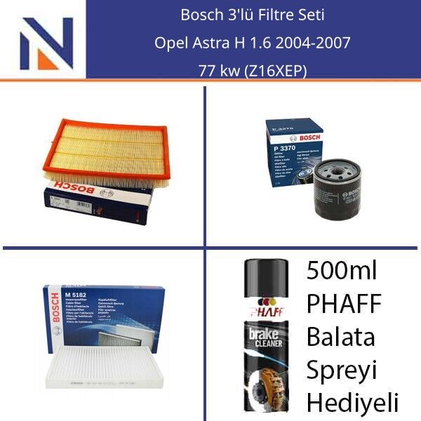 Opel Astra H 1.6 2004-2007 Bosch 3'lü Filtre Seti