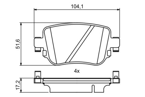 Skoda Octavia 1.4TSI 110-103-90-81 kw 2008-2018 Bosch Arka Balata NETPAR25109 (CAX-CHP-CPW-CZD)