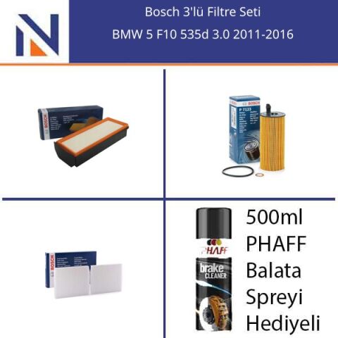 BMW 5 F10 535d 3.0 2011-2016 Bosch 3'lü Filtre Seti