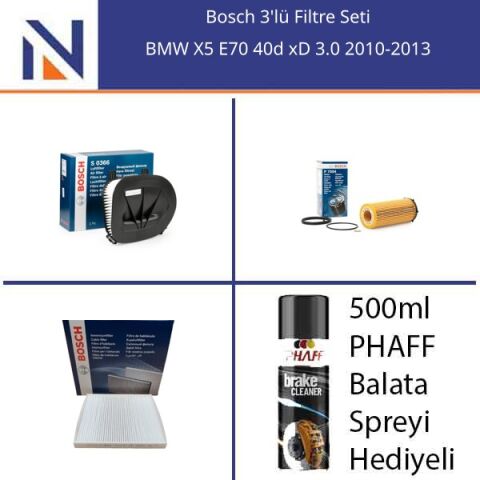 BMW X5 E70 40d xD 3.0 2010-2013 Bosch 3'lü Filtre Seti