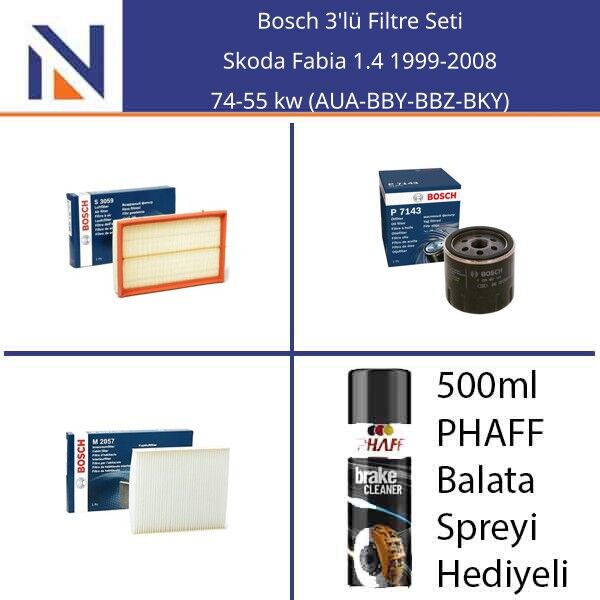 Skoda Fabia 1.4 1999-2008 Bosch 3'lü Filtre Seti