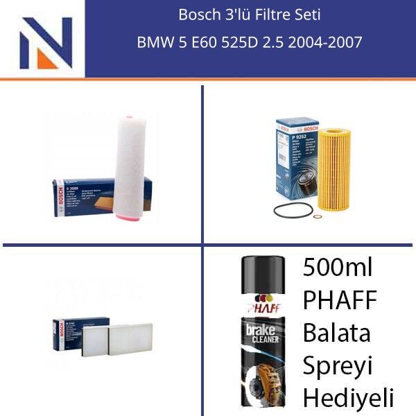 BMW 5 E60 525D 2.5 2004-2007 Bosch 3'lü Filtre Seti