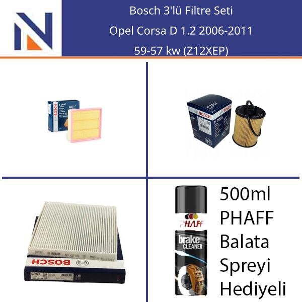 Opel Corsa D 1.2 2006-2011 Bosch 3'lü Filtre Seti