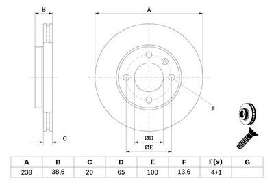 Volkswagen Polo Classic 1.6 1995-2001 Bosch Ön Disk 239mm 2 Adet (AEE-AFT-AKL)
