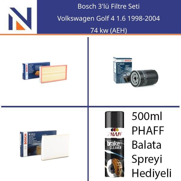 Volkswagen Golf 4 1.6 1998-2004 Bosch 3'lü Filtre Seti