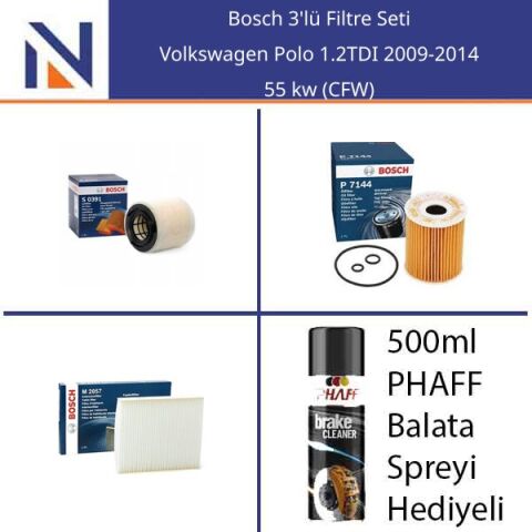 Volkswagen Polo 1.2TDI 2009-2014 Bosch 3'lü Filtre Seti