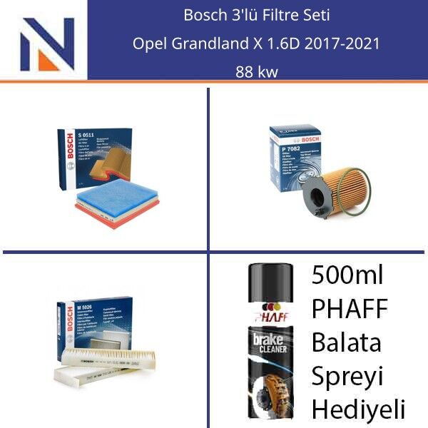 Opel Grandland X 1.6D 2017-2021 Bosch 3'lü Filtre Seti