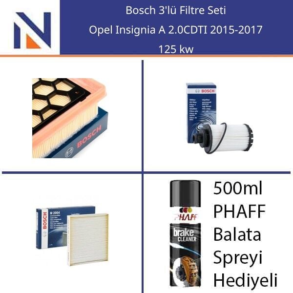 Opel Insignia A 2.0CDTI 2015-2017 Bosch 3'lü Filtre Seti