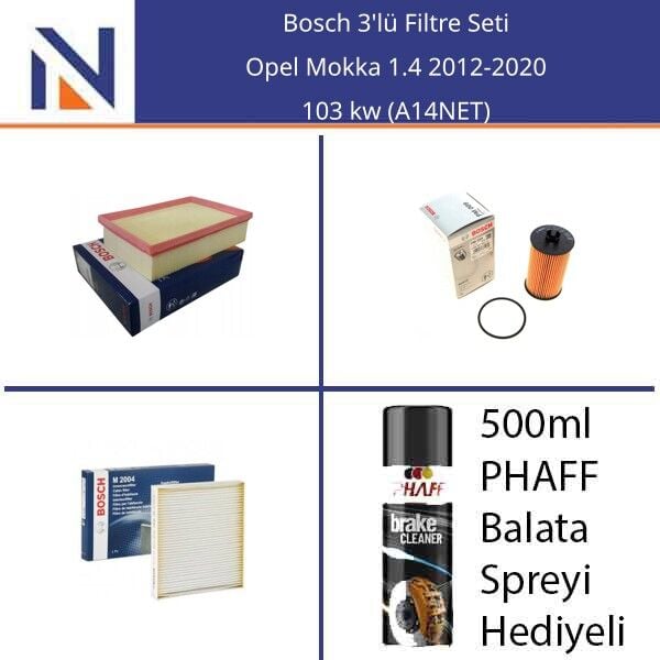 Opel Mokka 1.4 2012-2020 Bosch 3'lü Filtre Seti