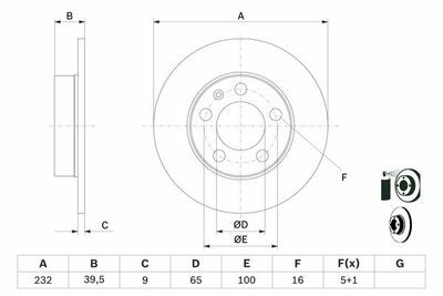 Skoda Roomster 1.4 2006-2015 Bosch Arka Disk (232 mm) 2 Adet