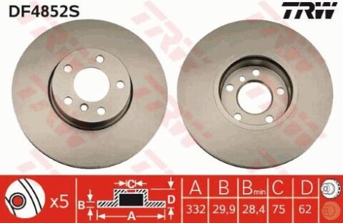 BMW X5 F15 sD 25d 2.0 2013-2018 TRW Ön Disk 2 Adet