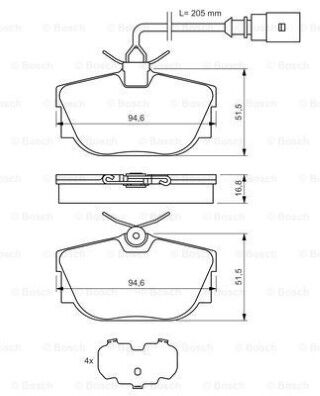 Volkswagen Transporter T4 2.4 Dizel 1997-2003 Bosch Arka Balata NETPAR23224 (AJA)