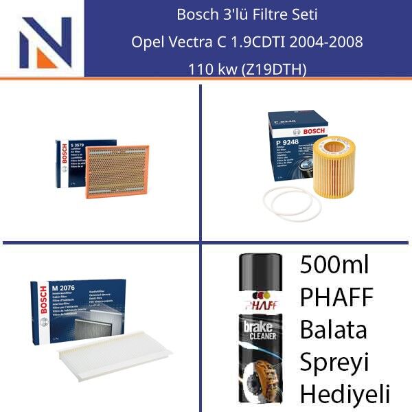 Opel Vectra C 1.9CDTI 2004-2008 Bosch 3'lü Filtre Seti