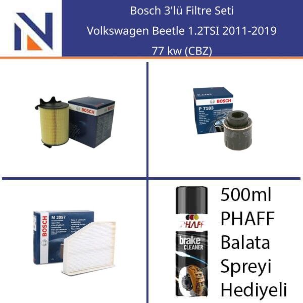Volkswagen Beetle 1.2TSI 2011-2019 Bosch 3'lü Filtre Seti