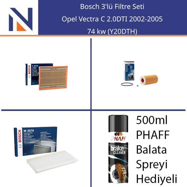 Opel Vectra C 2.0DTI 2002-2005 Bosch 3'lü Filtre Seti