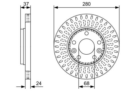 Dacia Duster 1.6 2009-2018 Bosch Ön Disk 280x24mm 2 Adet (H4M-K4M)