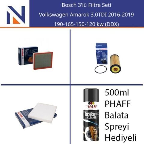 Volkswagen Amarok 3.0TDI 2016-2019 Bosch 3'lü Filtre Seti