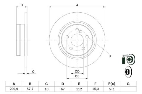 Mercedes C Serisi (204) C200CDI 2.2 2007-2010 Bosch Arka Disk 300mm BD1304 2 Adet