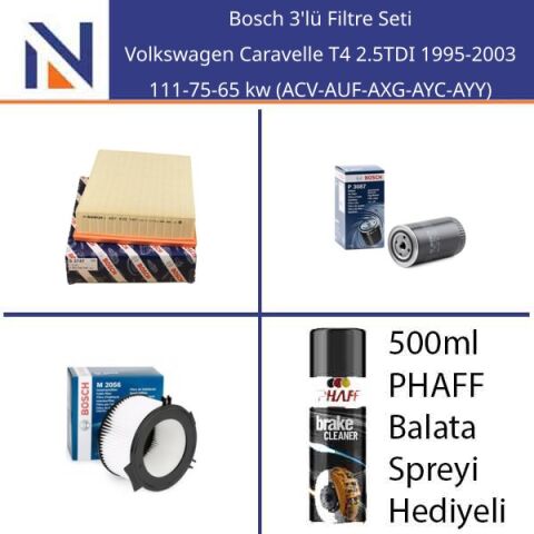 Volkswagen Caravelle T4 2.5TDI 1995-2003 Bosch 3'lü Filtre Seti