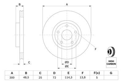 Volkswagen Golf 5 1.9TDI 2003-2008 Bosch Ön Disk (280x22mm) 2 Adet (BKC-BXE)