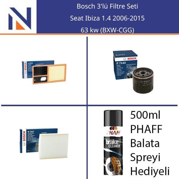 Seat Ibiza 1.4 2006-2015 Bosch 3'lü Filtre Seti