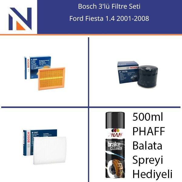 Ford Fiesta 1.4 2001-2008 Bosch 3'lü Filtre Seti