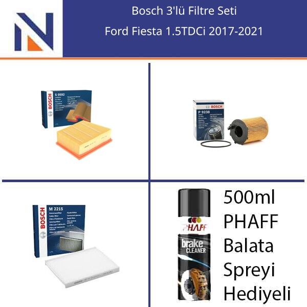 Ford Fiesta 1.5TDCi 2017-2021 Bosch 3'lü Filtre Seti