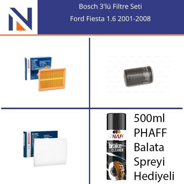 Ford Fiesta 1.6 2001-2008 Bosch 3'lü Filtre Seti