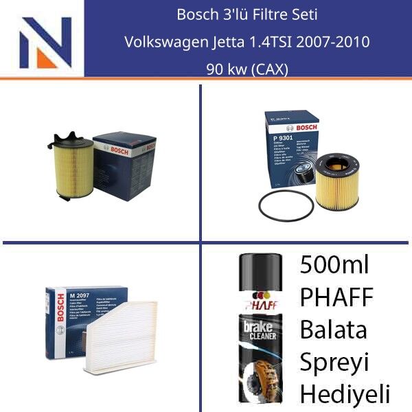 Volkswagen Jetta 1.4TSI 2007-2010 Bosch 3'lü Filtre Seti