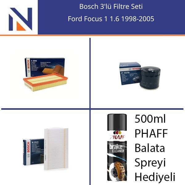 Ford Focus 1 1.6 1998-2005 Bosch 3'lü Filtre Seti