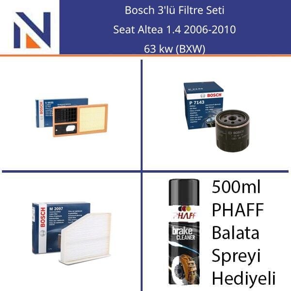 Seat Altea 1.4 2006-2010 Bosch 3'lü Filtre Seti