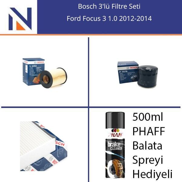Ford Focus 3 1.0 2012-2014 Bosch 3'lü Filtre Seti