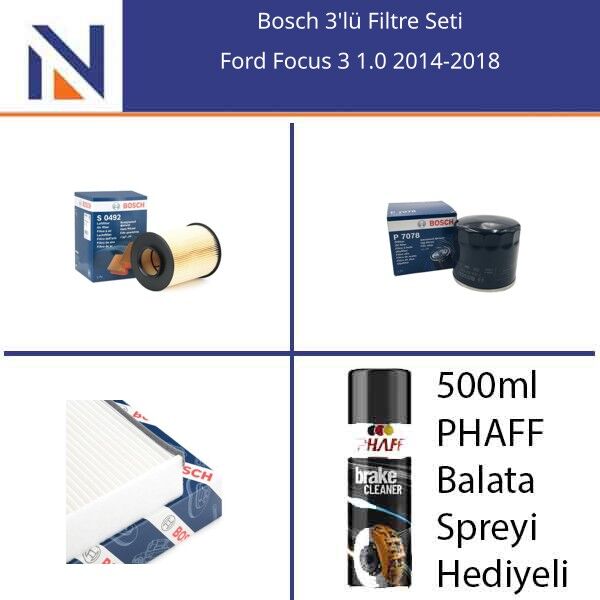 Ford Focus 3 1.0 2014-2018 Bosch 3'lü Filtre Seti