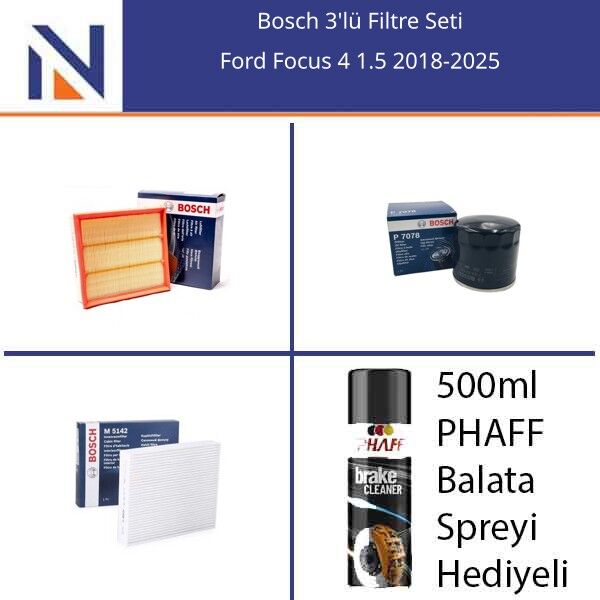 Ford Focus 4 1.5 2018-2025 Bosch 3'lü Filtre Seti