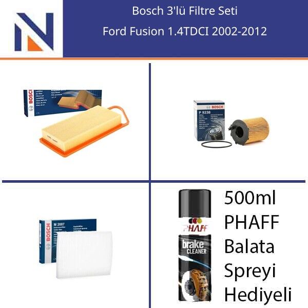 Ford Fusion 1.4TDCI 2002-2012 Bosch 3'lü Filtre Seti