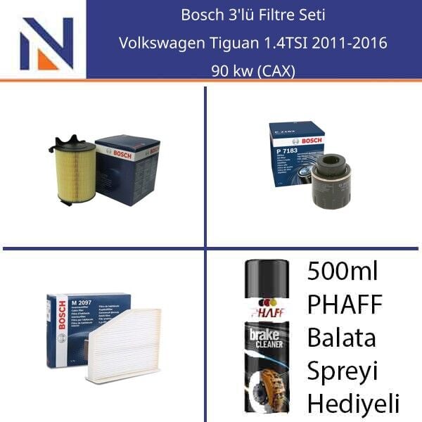 Volkswagen Tiguan 1.4TSI 2011-2016 Bosch 3'lü Filtre Seti
