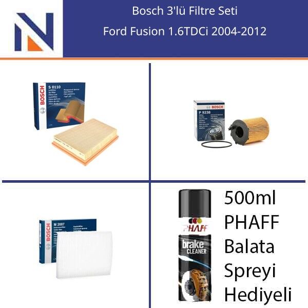 Ford Fusion 1.6TDCi 2004-2012 Bosch 3'lü Filtre Seti