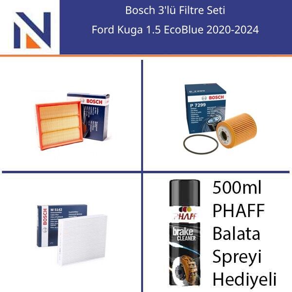 Ford Kuga 1.5 EcoBlue 2020-2024 Bosch 3'lü Filtre Seti