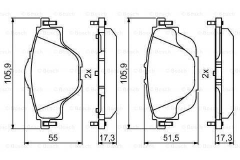 Peugeot 308 1.2 2014-2021 Bosch Arka Balata NETPAR25827