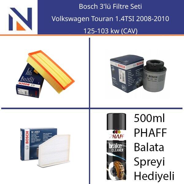 Volkswagen Touran 1.4TSI 2008-2010 Bosch 3'lü Filtre Seti