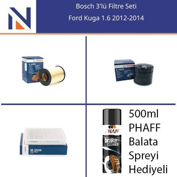 Ford Kuga 1.6 2012-2014 Bosch 3'lü Filtre Seti