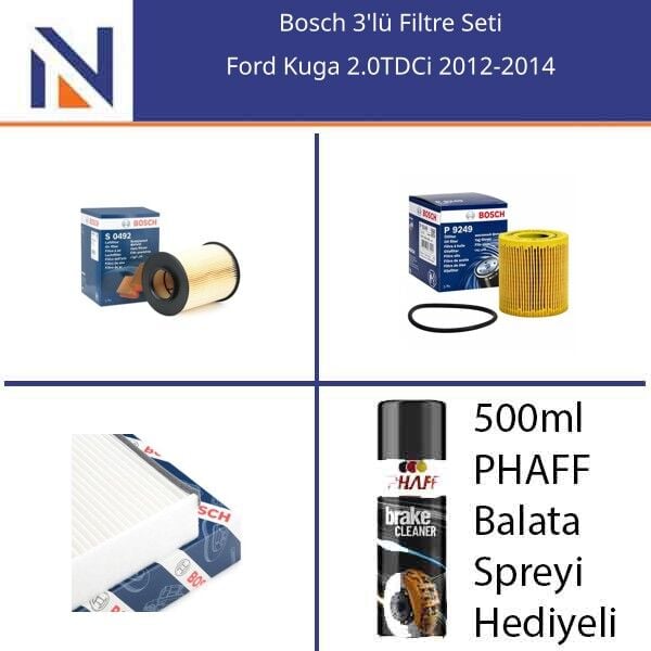 Ford Kuga 2.0TDCi 2012-2014 Bosch 3'lü Filtre Seti