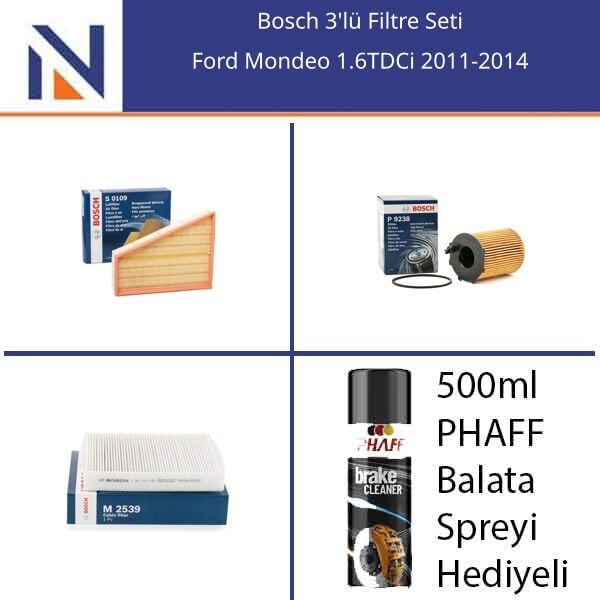 Ford Mondeo 1.6TDCi 2011-2014 Bosch 3'lü Filtre Seti