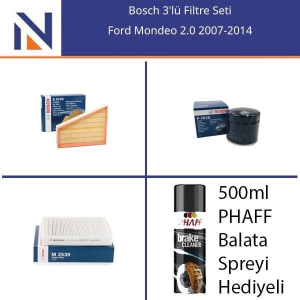 Ford Mondeo 2.0 2007-2014 Bosch 3'lü Filtre Seti